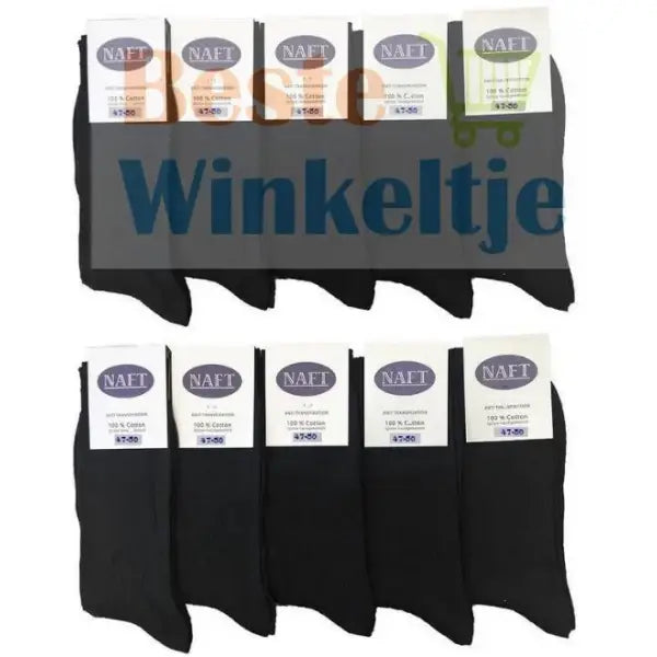 10 paar Nette Heren Sokken Zwart Naft