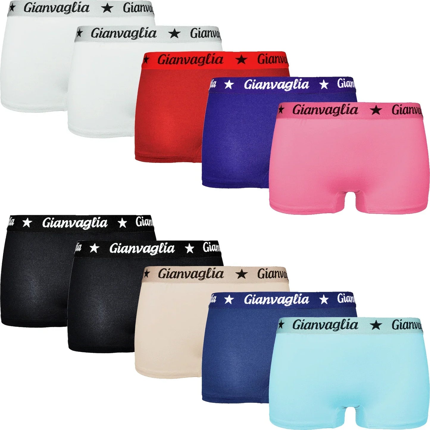 10 pack GIANVAGLIA® Deluxe Dames Katoenen Boxershort M-XXL