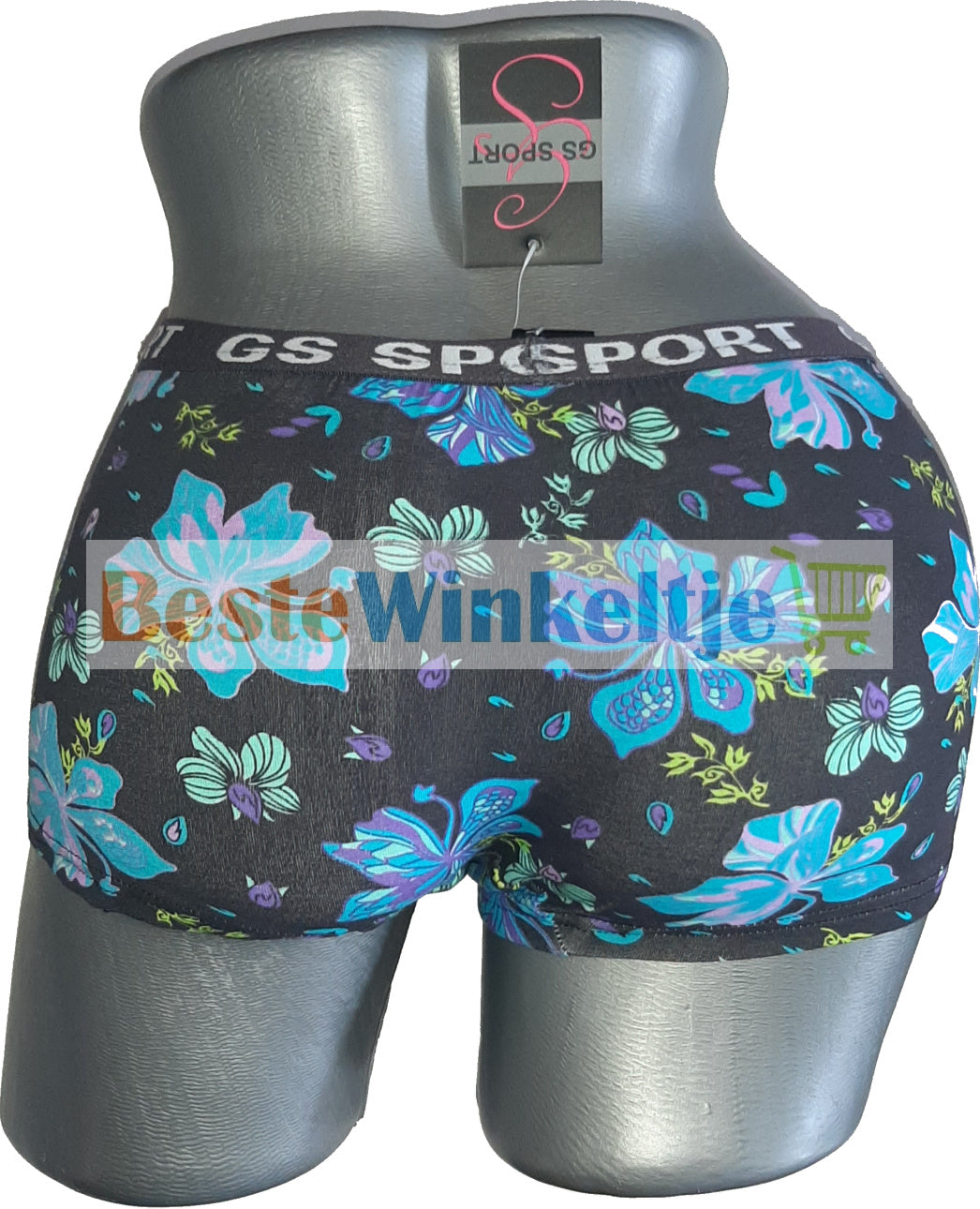 2 dames GS Sport Print Zwart/Turqoise - boxershort