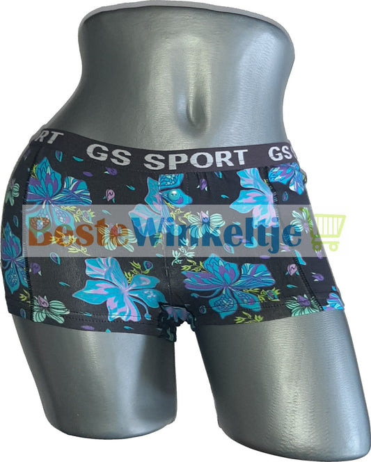 2 dames GS Sport Print Zwart/Turqoise - boxershort