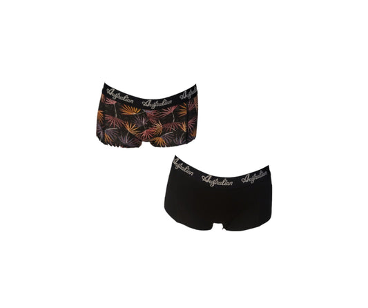 2 pack Australian Dames Boxers Black floral - ondergoed