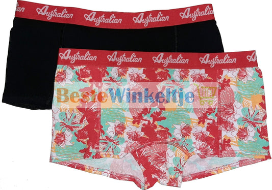 2 pack Australian Dames Flower Roze/Zwart - boxershort