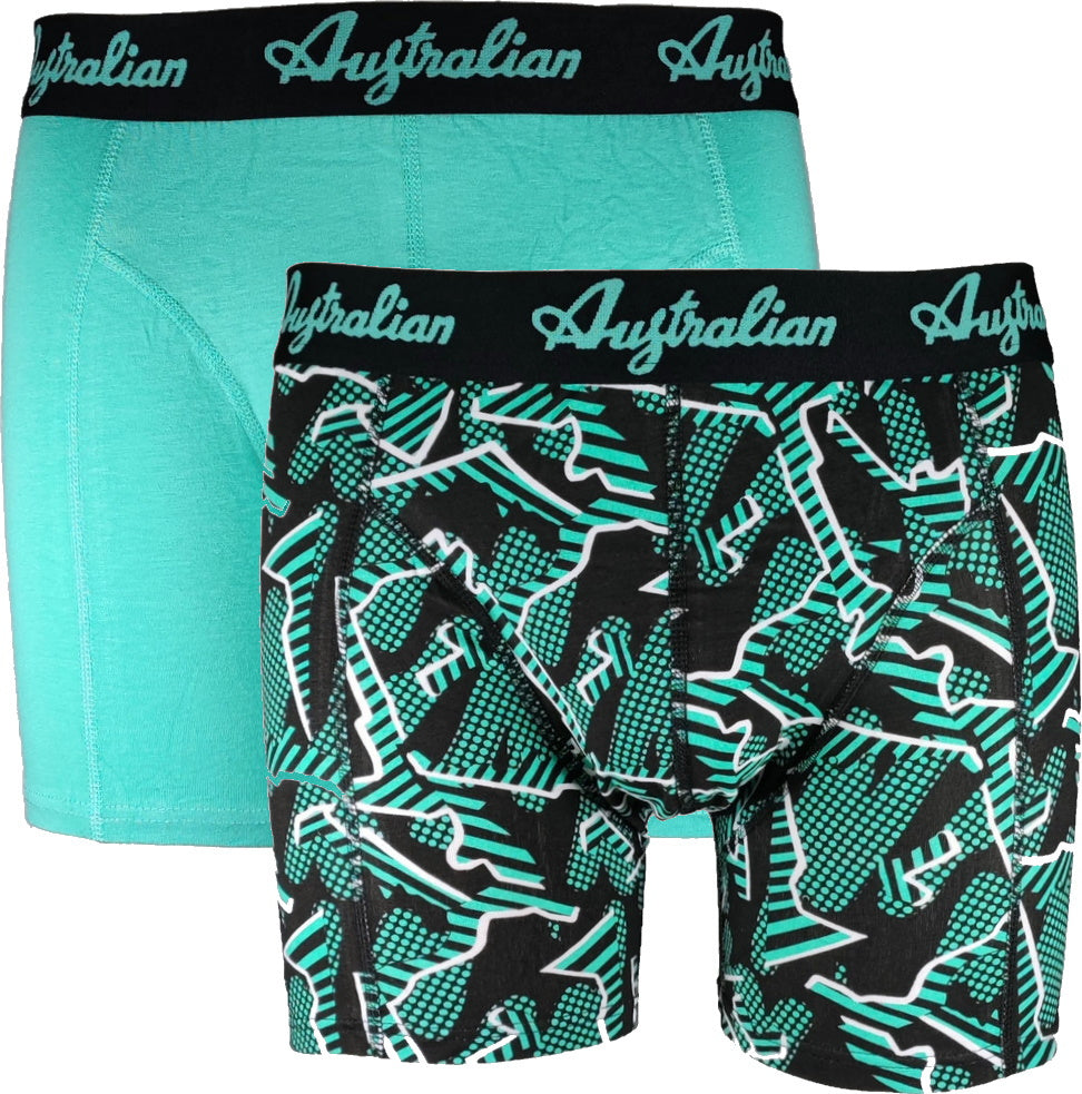 2 pack Australian Heren Boxershorts Black Mint - Boxershort
