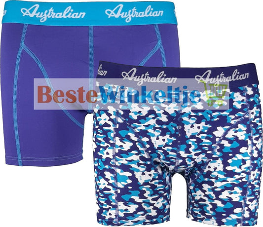 2 pack Australian Heren Boxershorts Camouflage Blue - Boxershort