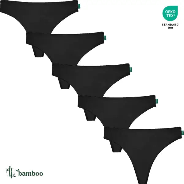5 pack dames string zwart | Bamboe ondergoed string - Dames string