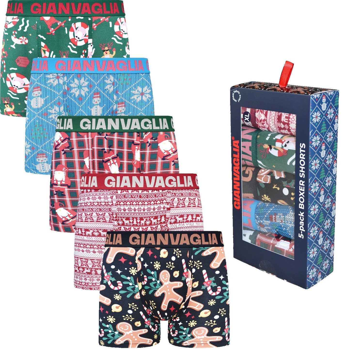 5 pack GIANVAGLIA® Deluxe 5085 Kerst set boxershort - heren