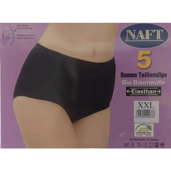 5 pack NAFT Dames tailleslip Zwart Katoen - slips