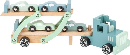 Houten speelgoed - Houten Vrachtwagen Transporter Chicago met Auto's, 9dlg.
