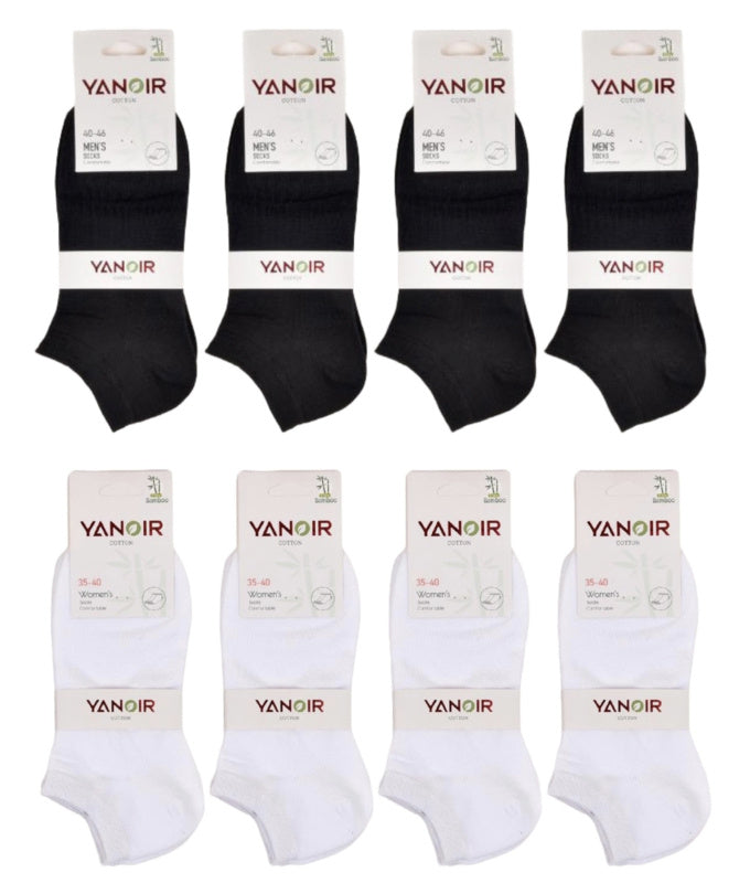 6 pack Bamboe Sneaker Sokken Wit Yanoir