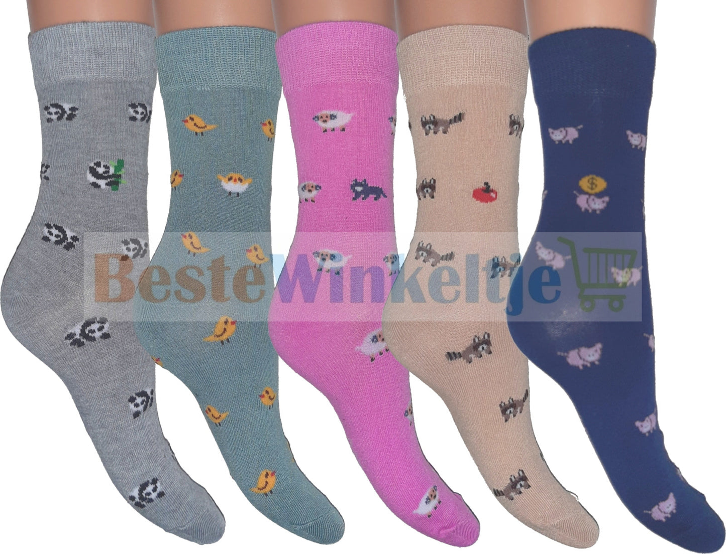 6 pack Dames sokken ’Beestenboel’ - 35-38 / Print