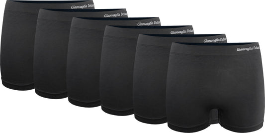 6 pack Gianvaglia Hoge Naadloze Dames Boxershorts Zwart #3007 - boxershort