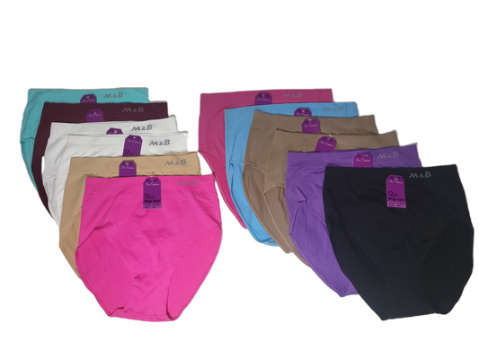 6 pack M&B Dames slip Naadloos Color - Dames ondergoed