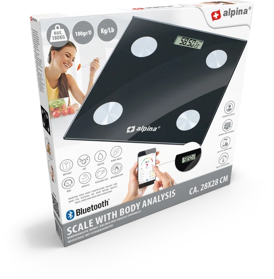 Alpina Slimme Weegschaal - met Lichaamsanalyse en app