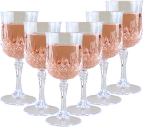 Plastic wijnglazen 6 stuks - crystal look