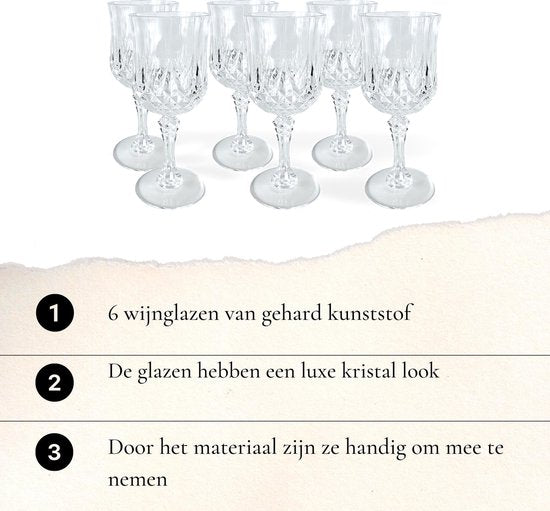 Plastic wijnglazen 6 stuks - crystal look