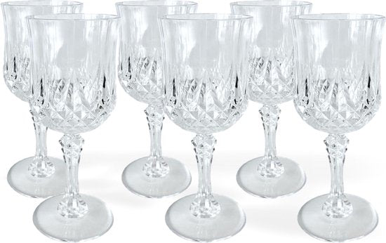 Plastic wijnglazen 6 stuks - crystal look