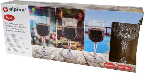 Plastic wijnglazen 6 stuks - crystal look