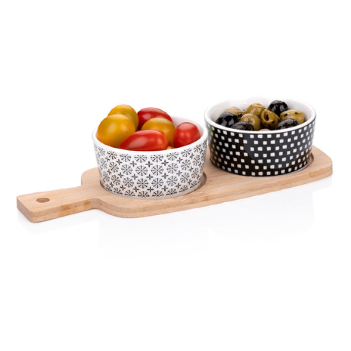 Alpina Tapas set - 3-delig met houten seveerplank en 2 schaaltjes