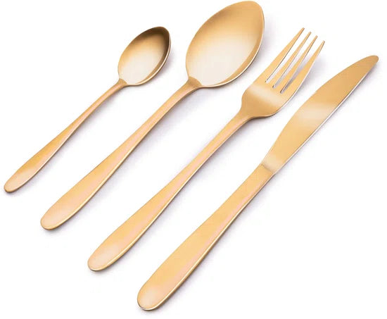 alpina gouden bestek Set 16 Delig - 4 Personen - Mat Goud