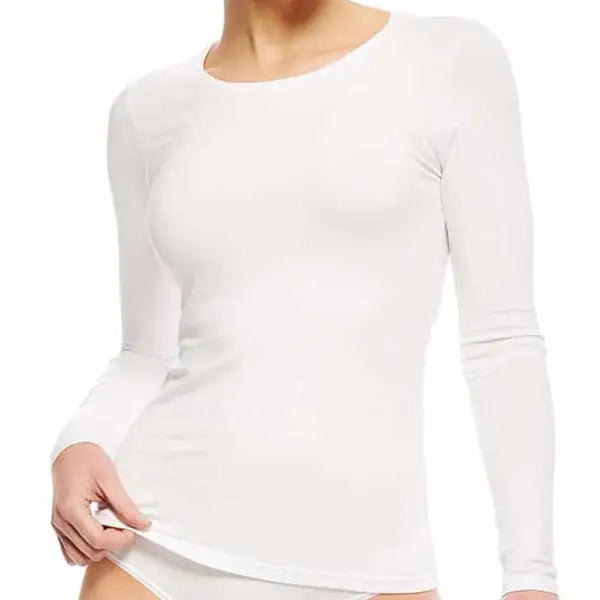1 pack Fine Woman Dames T-shirt met lange mouwen Wit - shirt