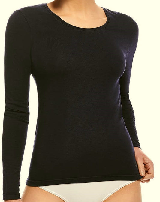 1 pack Fine Woman Dames T-shirt met lange mouwen Zwart - shirt