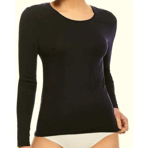 1 pack Fine Woman Dames T-shirt met lange mouwen Zwart - shirt