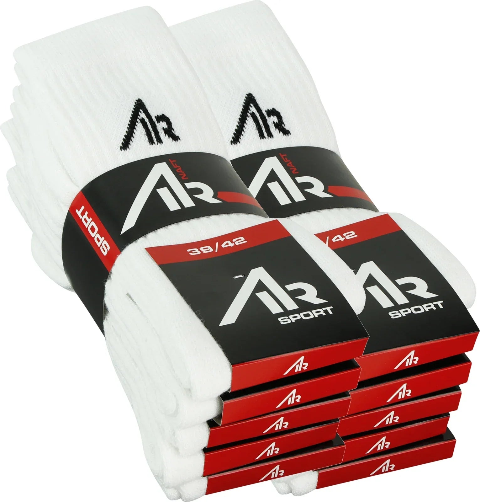 10 pack Air Sport Sokken Wit Naft