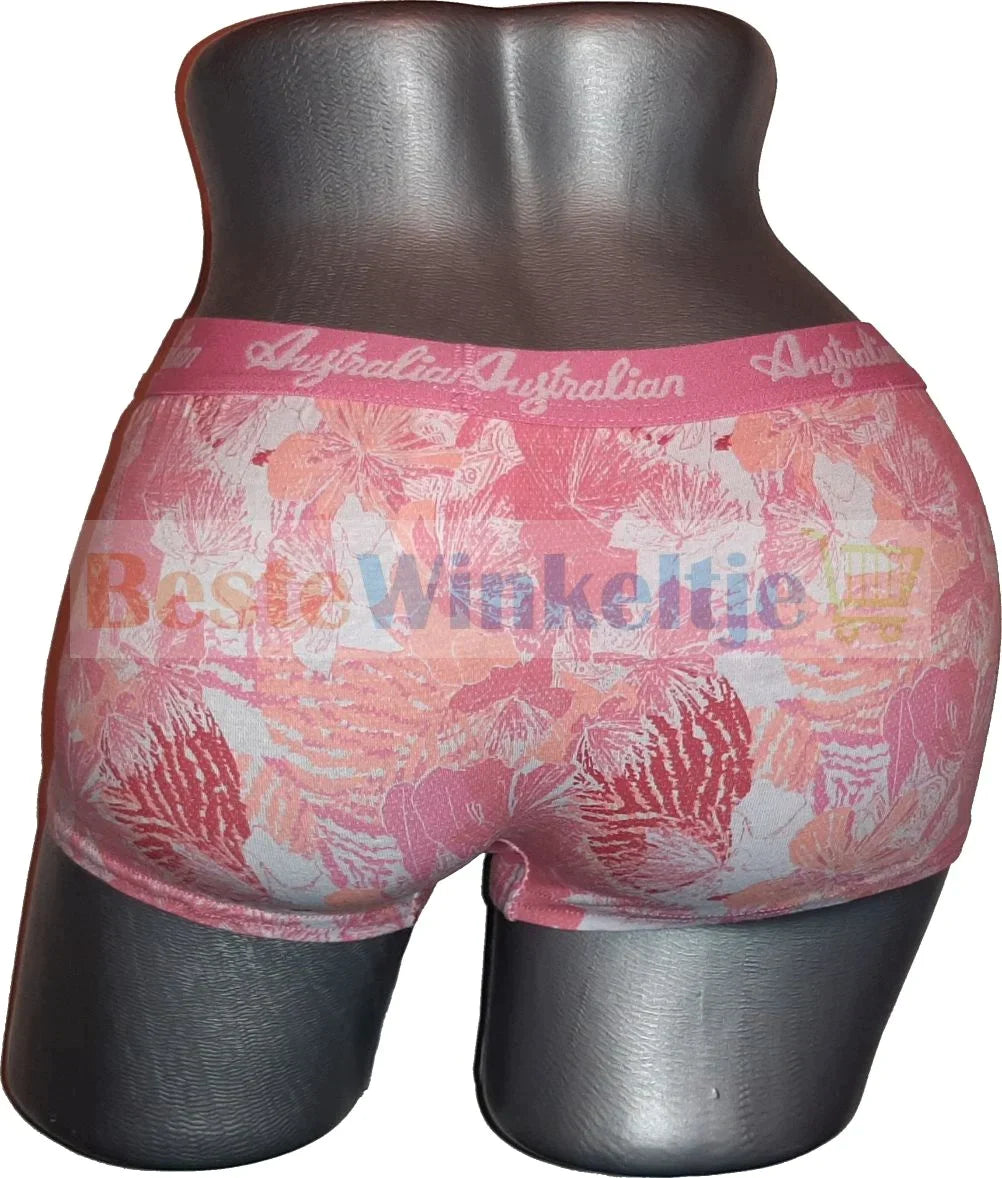 2 pack Australian Dames Bloemen Wit/Roze - boxershort