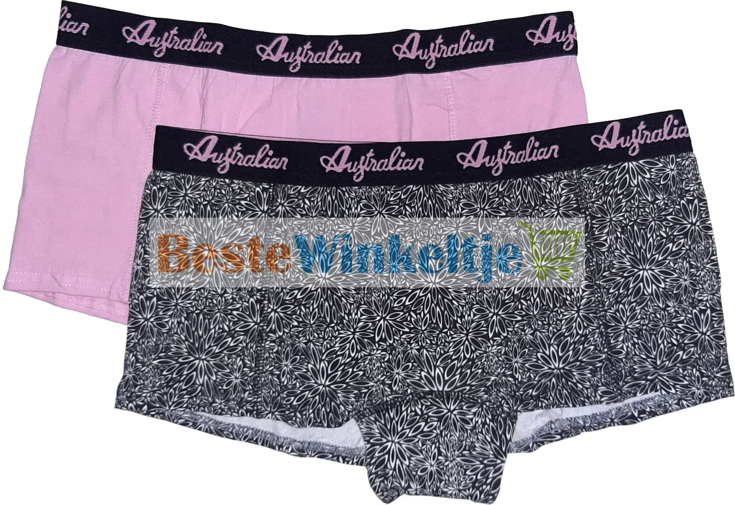 2-pack Australian Dames Boxershorts Sunflower Zwart/Roze - boxershort