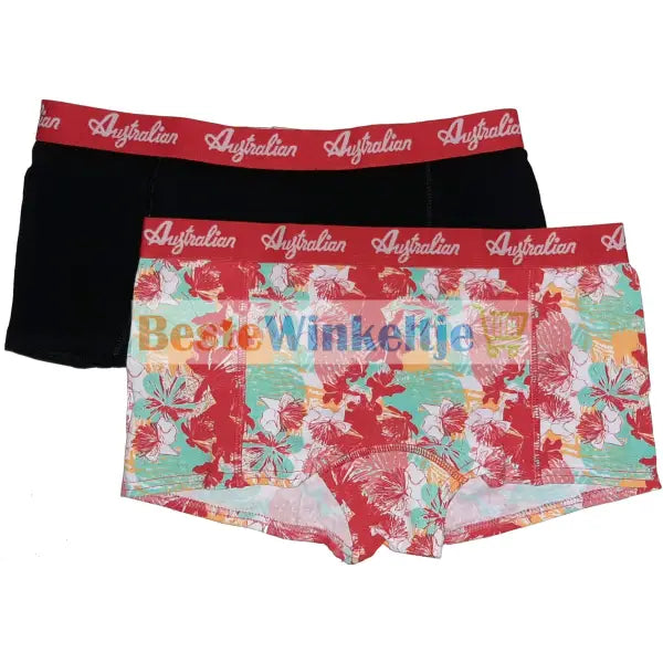 2 pack Australian Dames Flower Roze/Zwart - boxershort