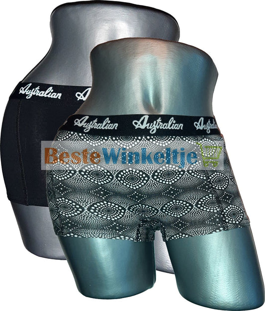 2 pack Australian Dames Zwart/Wit Cirkels - boxershort