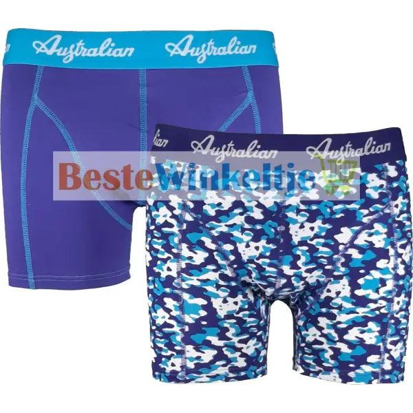 2 pack Australian Heren Boxershorts Camouflage Blue - Boxershort
