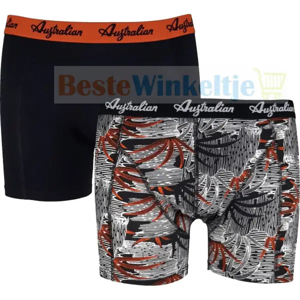 2 pack Australian Heren boxershorts Palmtree Zwart Oranje - Boxershort