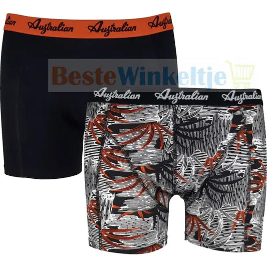 2 pack Australian Heren boxershorts Palmtree Zwart Oranje - Boxershort