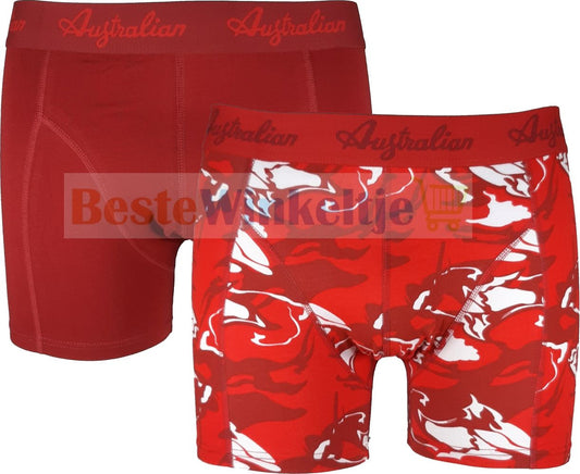 2 pack Australian Heren Boxershorts Red Camo - Boxershort