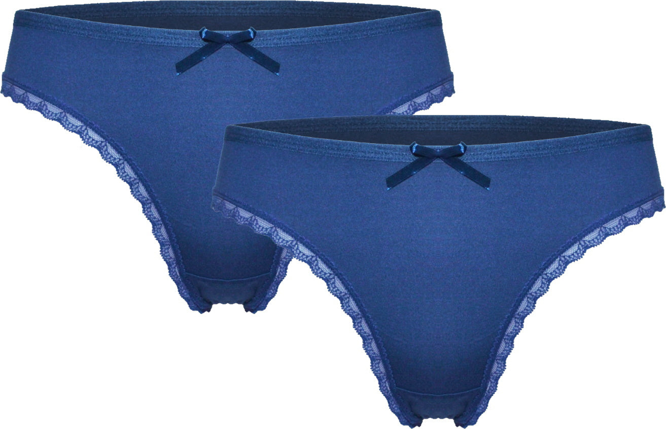 2 pack Dames Strings Strikje Marineblauw Fine Woman - string