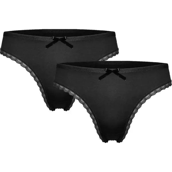 2 pack Dames Strings Strikje Zwart Fine Woman - string