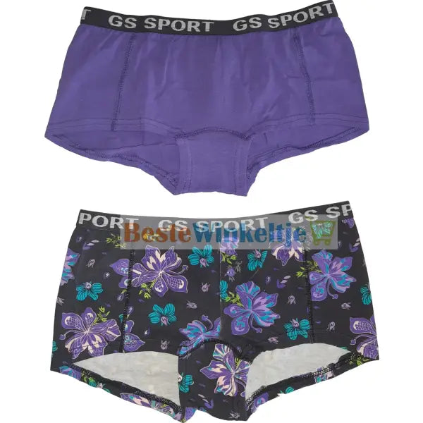 2 pack GS Sport Dames Print Zwart/Paars - boxershort