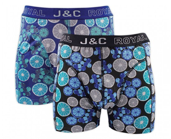 2 pack J&C Heren boxershort Citrus ’Aqua&Blue’