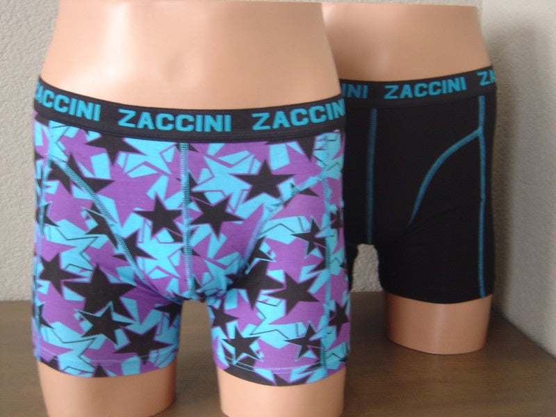 2 pack Zaccini Boxershorts Paars/Zwart - Boxershort heren