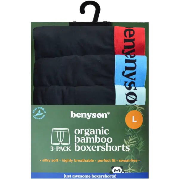 3 pack Benyson Bamboe Heren boxers ’black’ - Boxershort