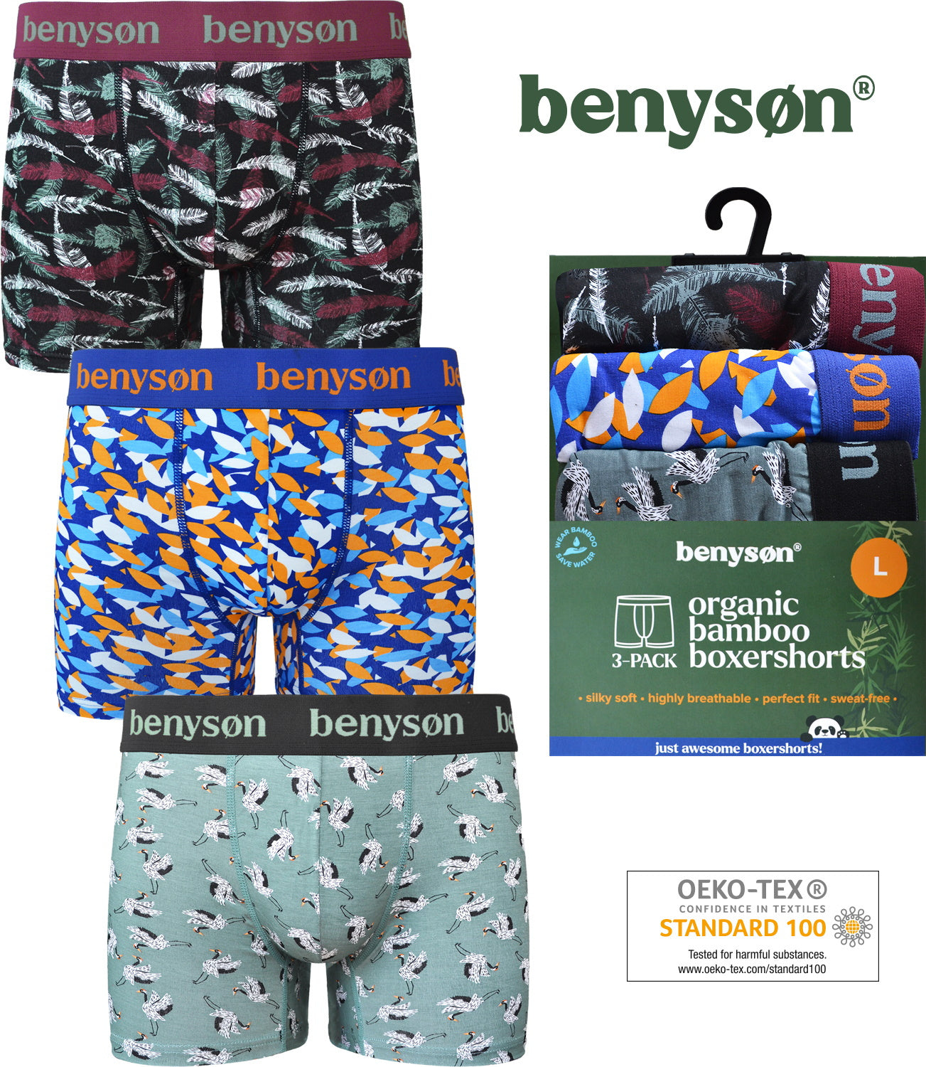 3 pack Benyson Bamboe Heren boxershorts 7010 - Boxershort