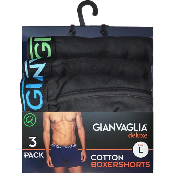 3 pack Gianvaglia Heren Boxershorts ’Black’ - Boxershort