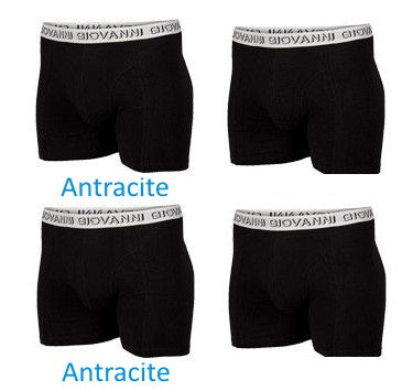 4 pack Giovanni Herenboxer Zwart-Antracite - Boxershort heren