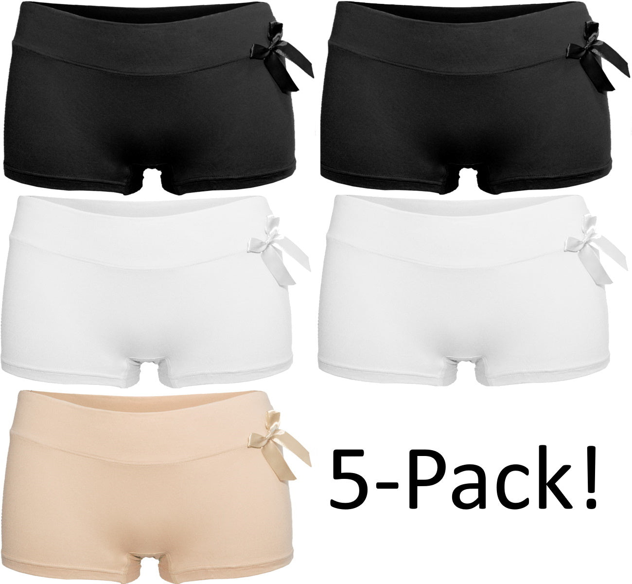 5 pack Fine Woman Dames Boxershort ’Strikje’