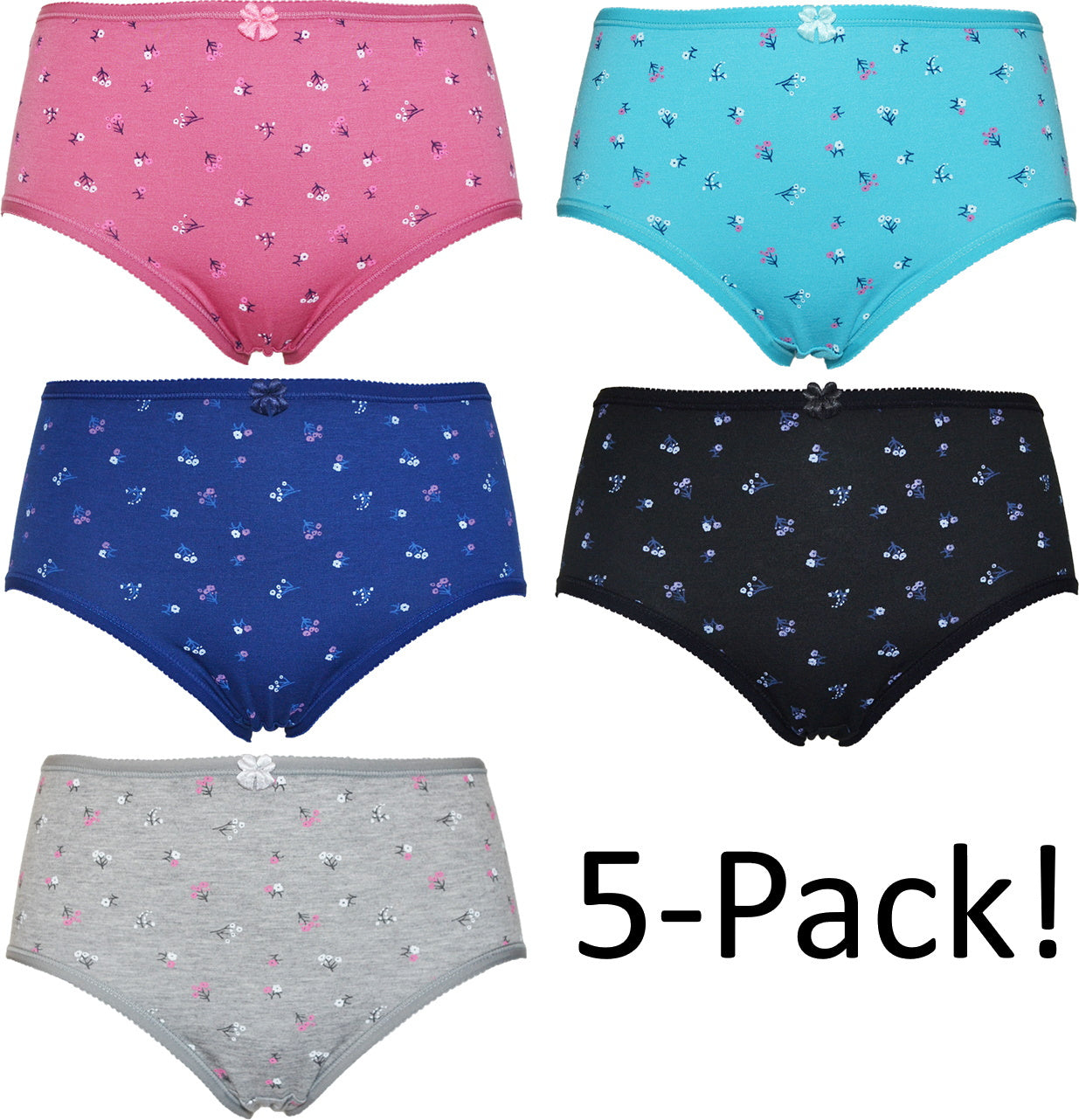 5 pack Fine Woman Damesslips ’Tiny flowers’ - Dames slips