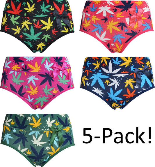 5 pack Fine Woman Damesslips ’Weed’ - Dames ondergoed