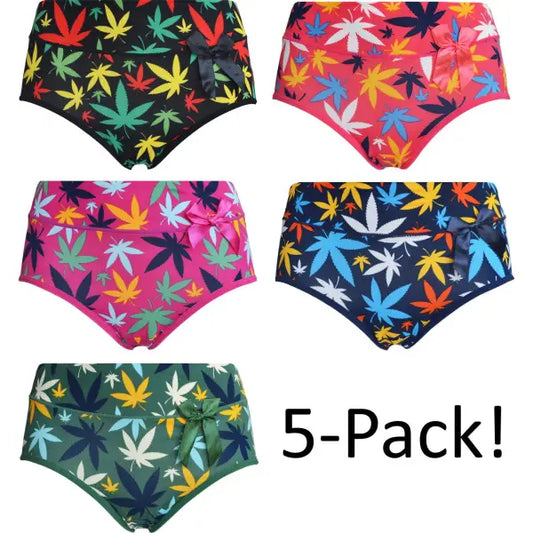 5 pack Fine Woman Damesslips ’Weed’ - Dames ondergoed