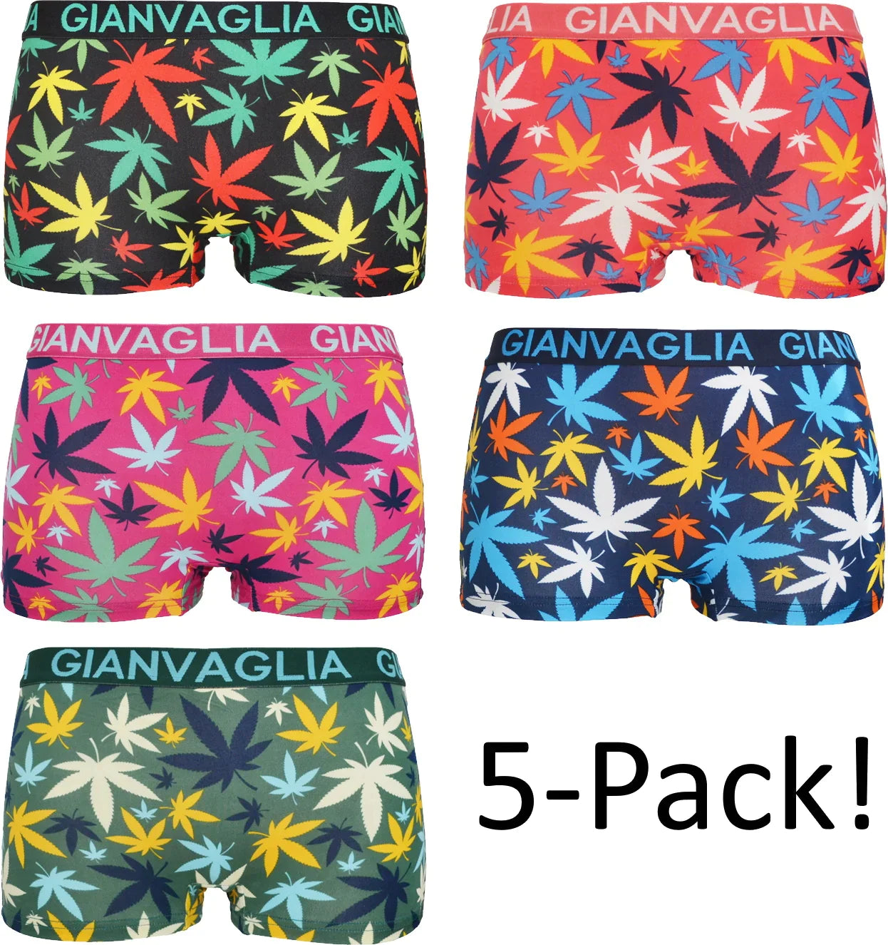 5 pack Gianvaglia Dames Boxershorts ’Weed’ 8033 - boxershort