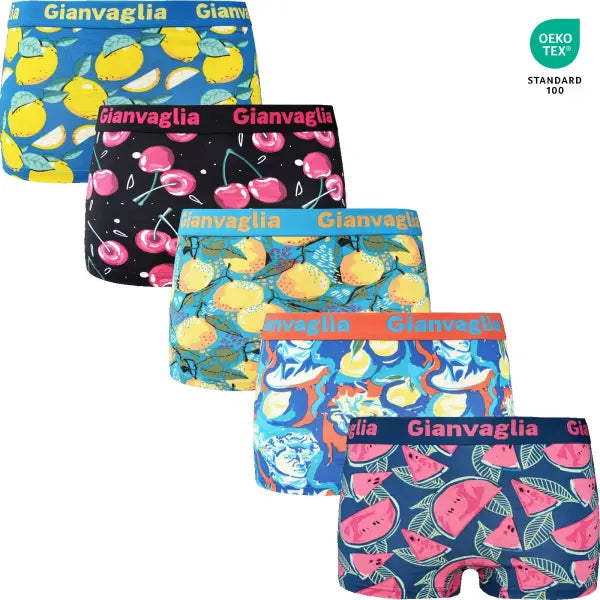 5 pack GIANVAGLIA Deluxe Katoenen Dames Boxershorts Fruity - boxershort